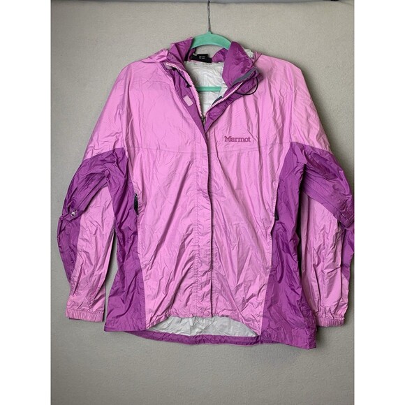 MARMOT Jacket Women’s Size XL Pink Hooded Rain Waterproof Packable Windbreaker - Picture 1 of 9